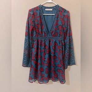 Abercrombie & Fitch Women's Mixed Print Bohemian Dress size S Turquoise Floral